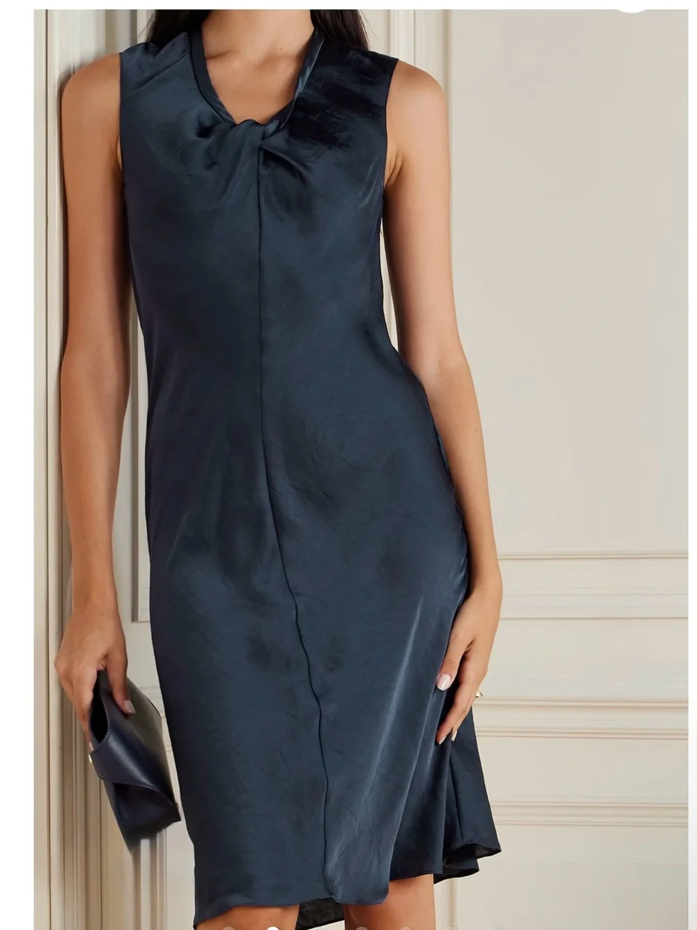 Theory twisted sleeveless dress Midi Skirt in Navy blue sz 4 NWOT